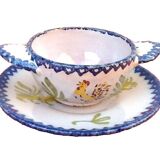 Charolles earthenware eared bowl / saucer rooster model