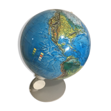 Lampe globe terre scan globe type 2000z made in danemark 1976 + support gris