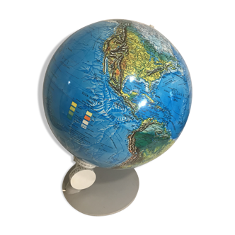 Lampe globe terre scan globe type 2000z made in danemark 1976 + support gris