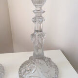 Antique pair of Portieux crystal candlesticks, 19th century