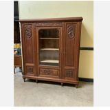Antique Art Nouveau walnut bookcase