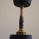 French Vintage 1950s Industrial Light In Black Metal White Enamal & Brass