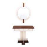 Postmodern Ivory Lacquered Walnut Wall Mirror and Console Table, Italy