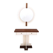Postmodern Ivory Lacquered Walnut Wall Mirror and Console Table, Italy