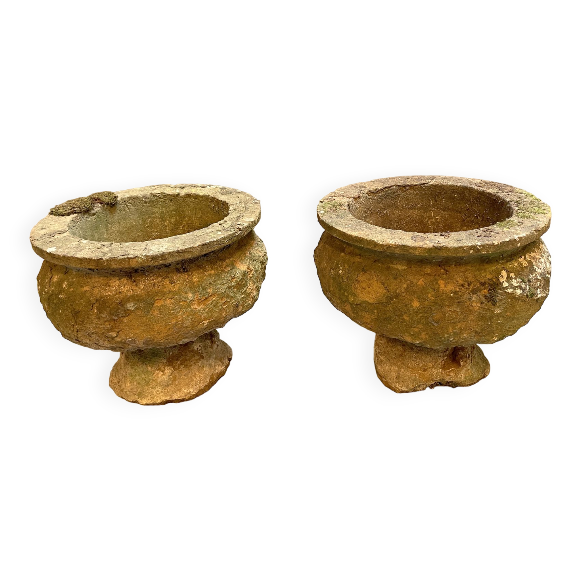 Pair C19th Soft Stone Urns