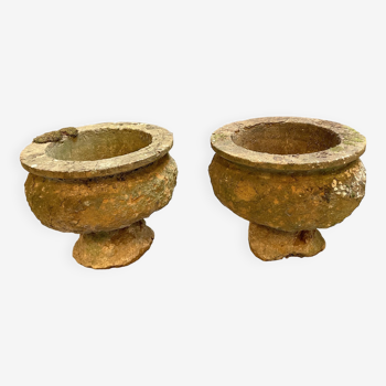 Pair C19th Soft Stone Urns