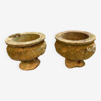 Paire d’urnes en pierre tendre C19th