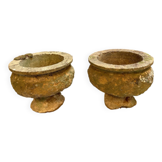 Pair C19th Soft Stone Urns