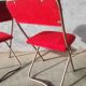 Pair of folding chairs in vintage red moumoute