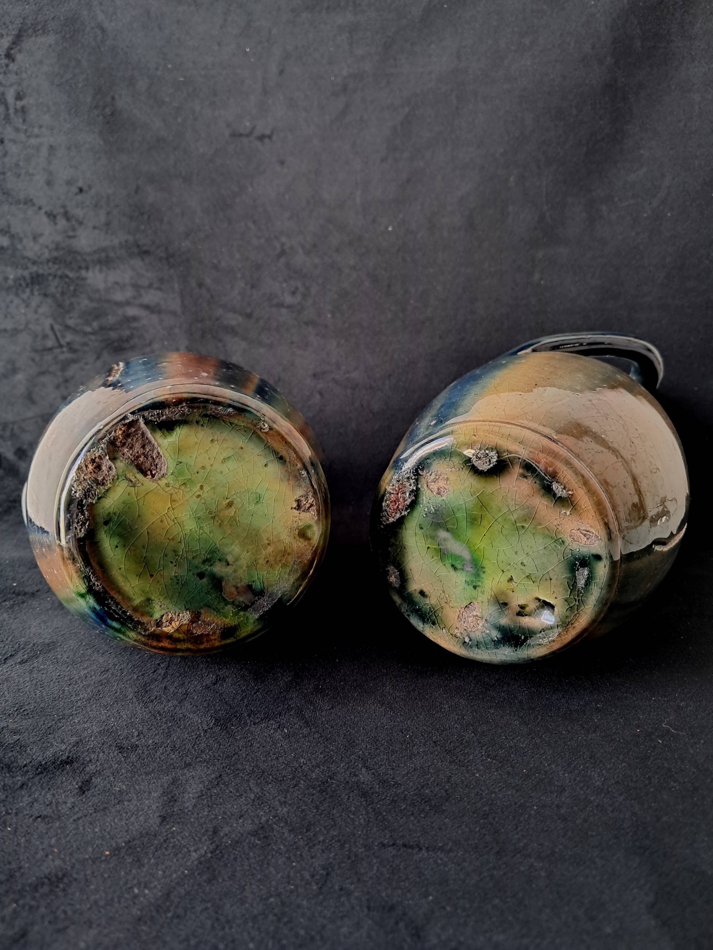Pair of Vases with Two Turning Handles - Flemish Pottery