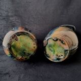 Pair of Vases with Two Rotating Handles - Flemish Pottery