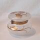 Art nouveau satin glass candy dish with enamel painted floral decor