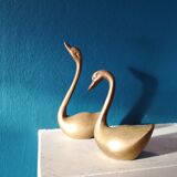 Couple of brass swans