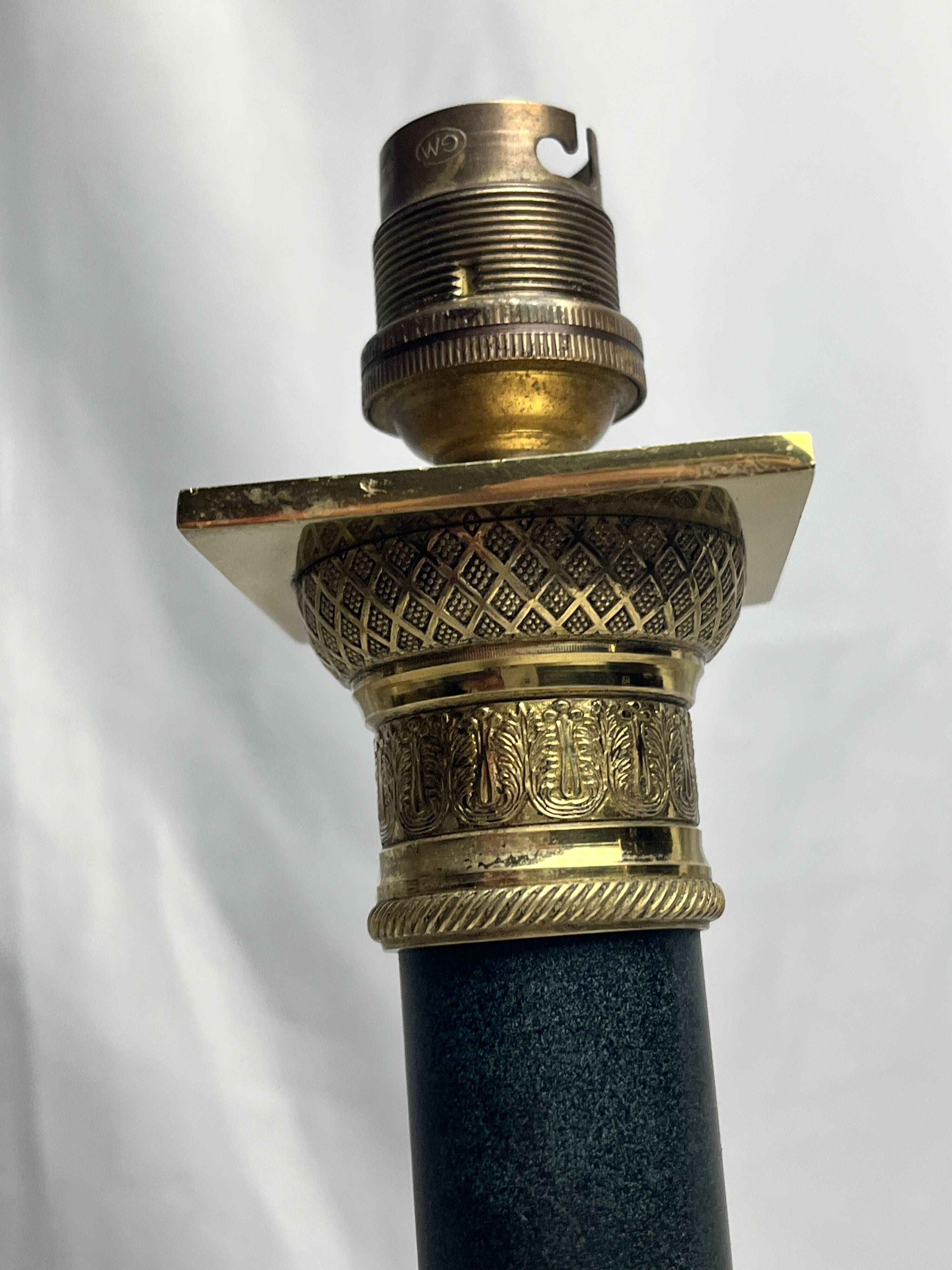 Empire bronze lamp base, marble and patinated sheet metal, 20th century