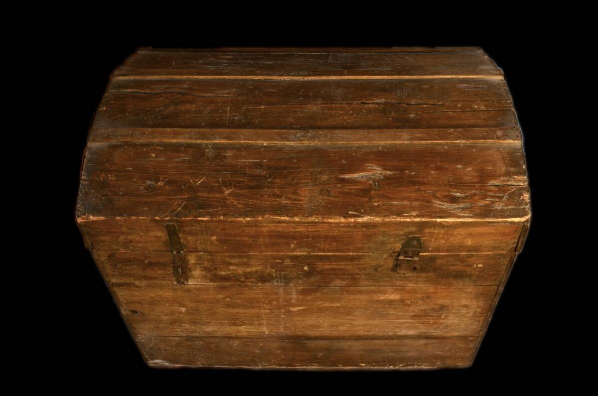 Large antique chest made of pine and solid oak.