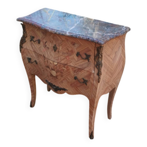 Commode ancienne en marqueterie - marbre