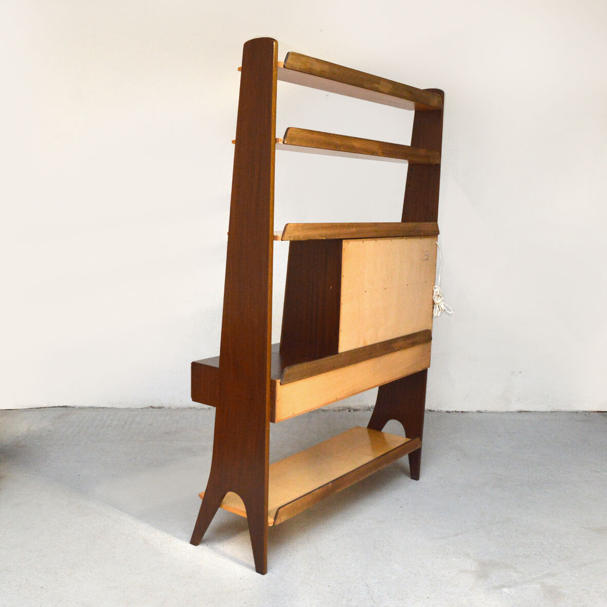 Bibliothèque secretaire pieds compas, 1960