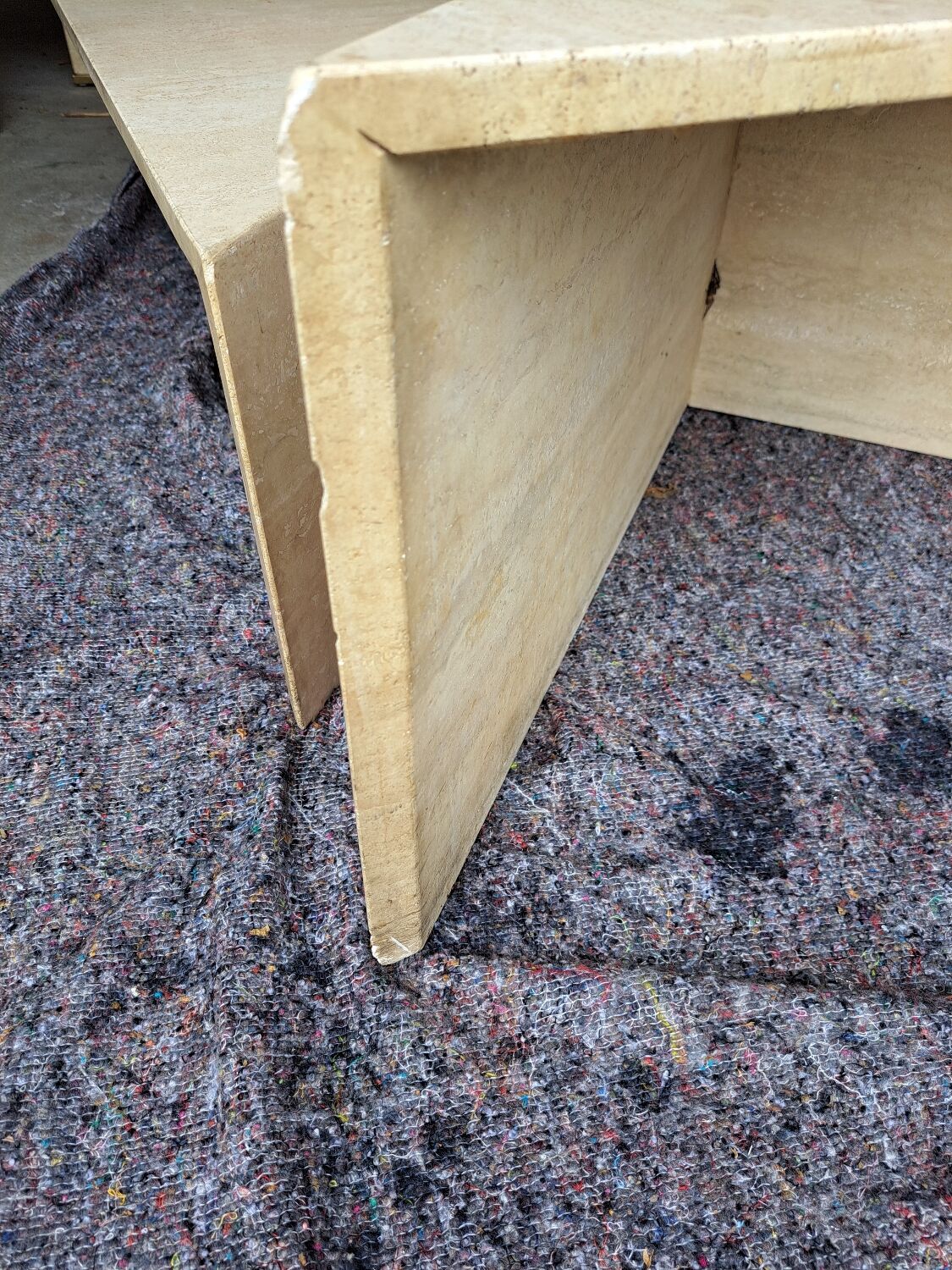 Travertine coffee table.