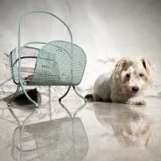 Vintage design metal magazine rack in mint green, Mathieu Matégot style