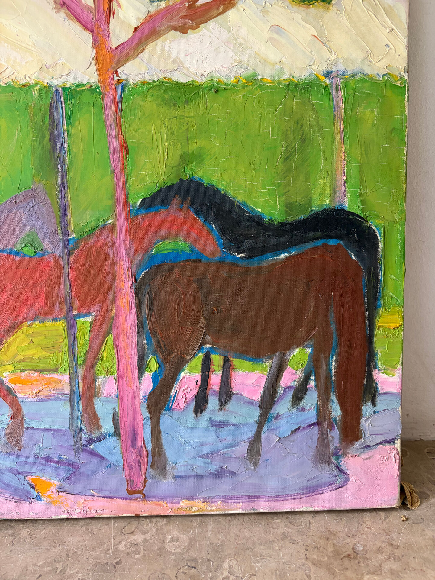 Chevaux dans la forêt, signée Annie Proszynska (1924-2008)