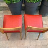 Chaises pieds compas skaï 1960