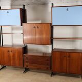 Vintage Italian bookcase in wood and metal, 1960