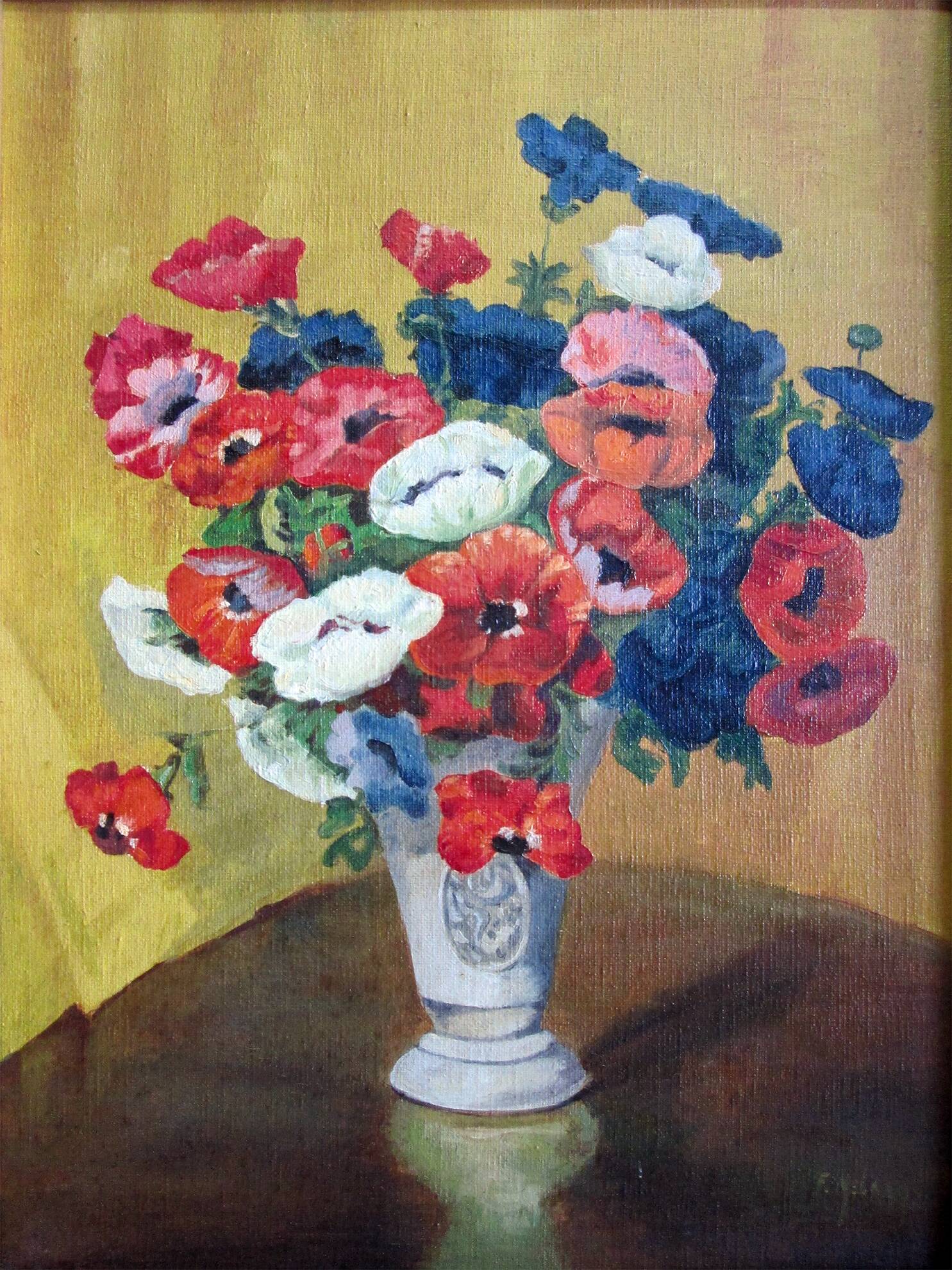 Peinture vintage fleurs dans le vase