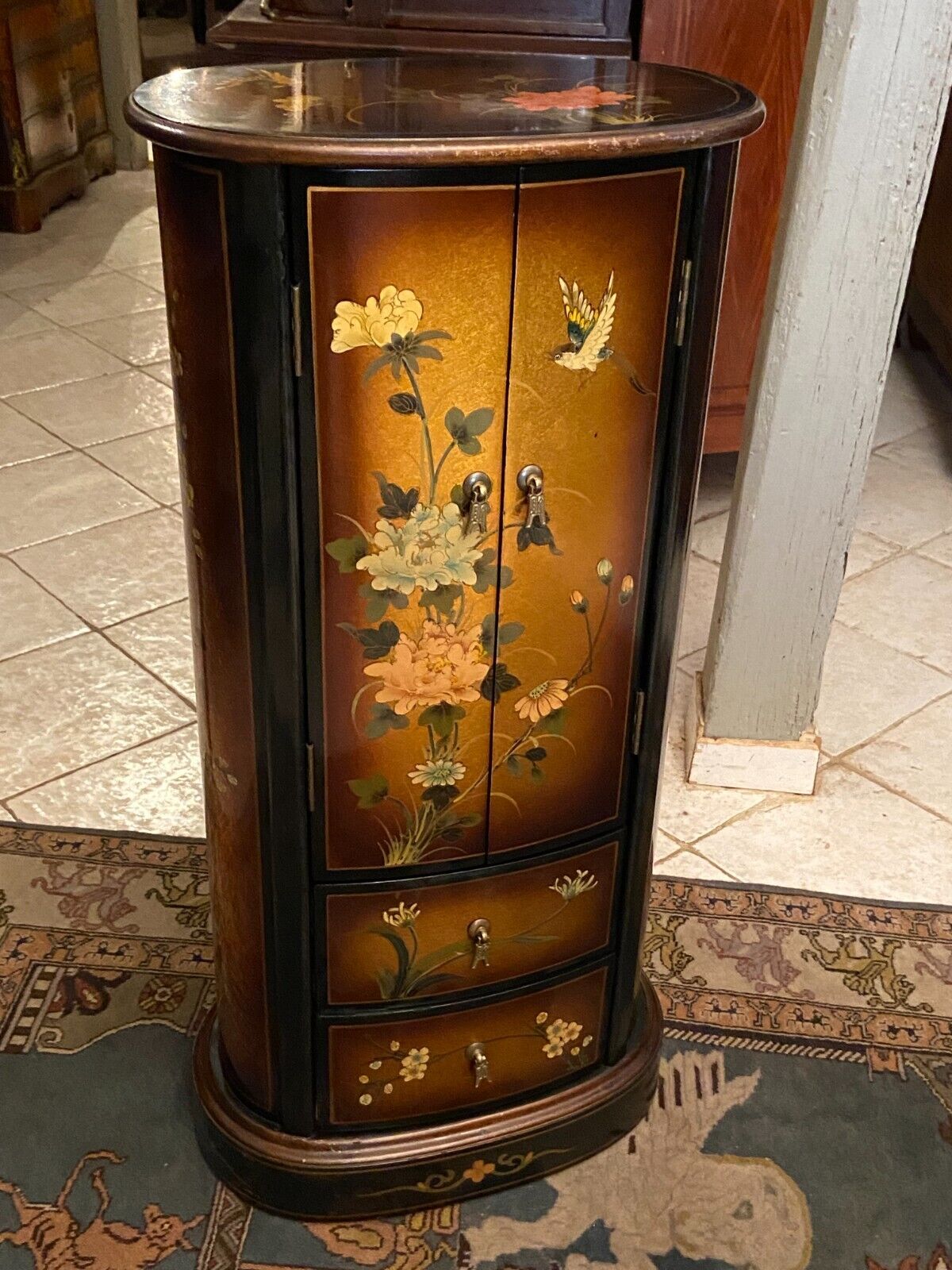 Sideboard fifth wheel pedestal storage column CD lacquered décor China Japan