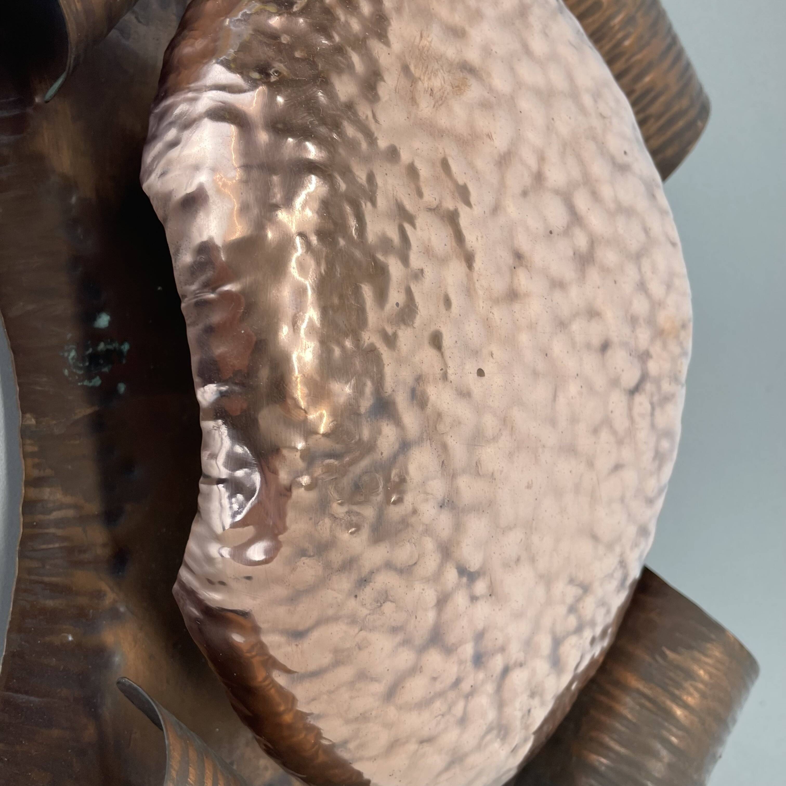 rare handmade solid copper Stilnovo Style Theatre Wall Light, Italy 1950s