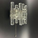 Applique murale hollywoodienne en verre de glace Hollywood Regency / Sconce par J. T. Kalmar pour Kalmar Franken, années 1960