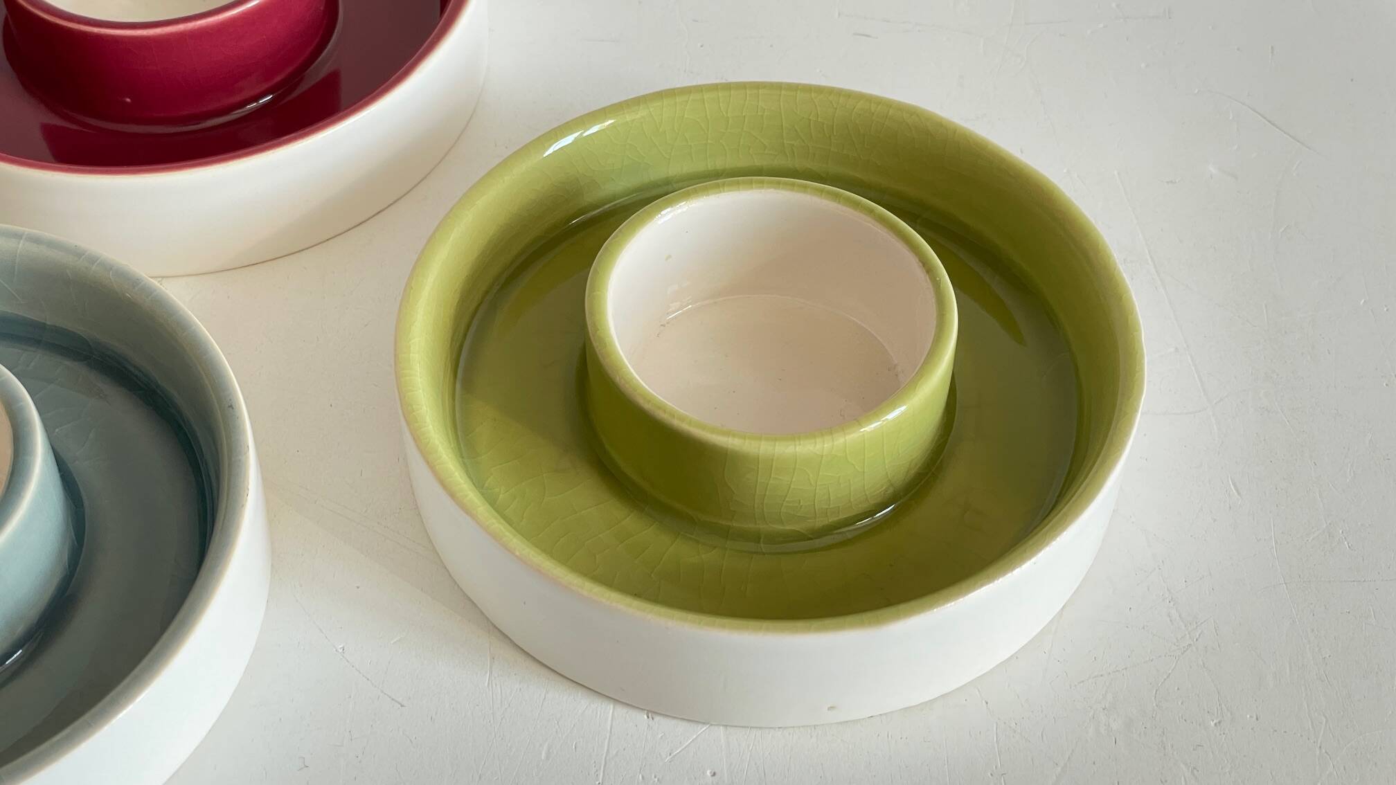 BOUGEOIRS Cracked Ceramic Candle Holder