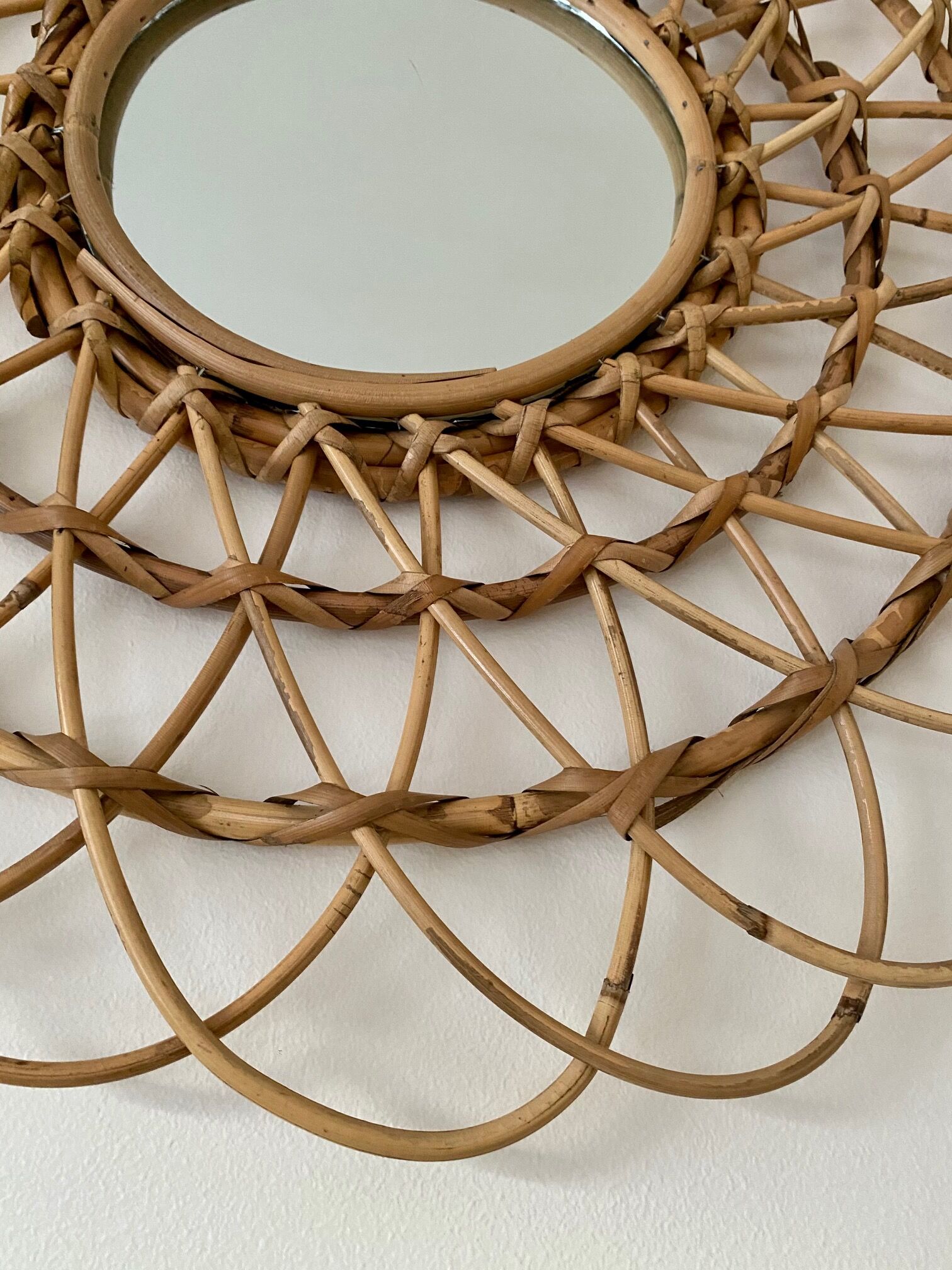 Natural rattan sun mirror 61cm