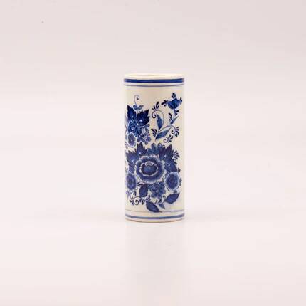 Vintage cylindrical vase in Delft blue pottery - Royal Delfts Blauw - H 15 cm