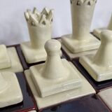 Original chess set in glazed terracotta, signed and numbered