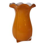 Orange fluted glass vase