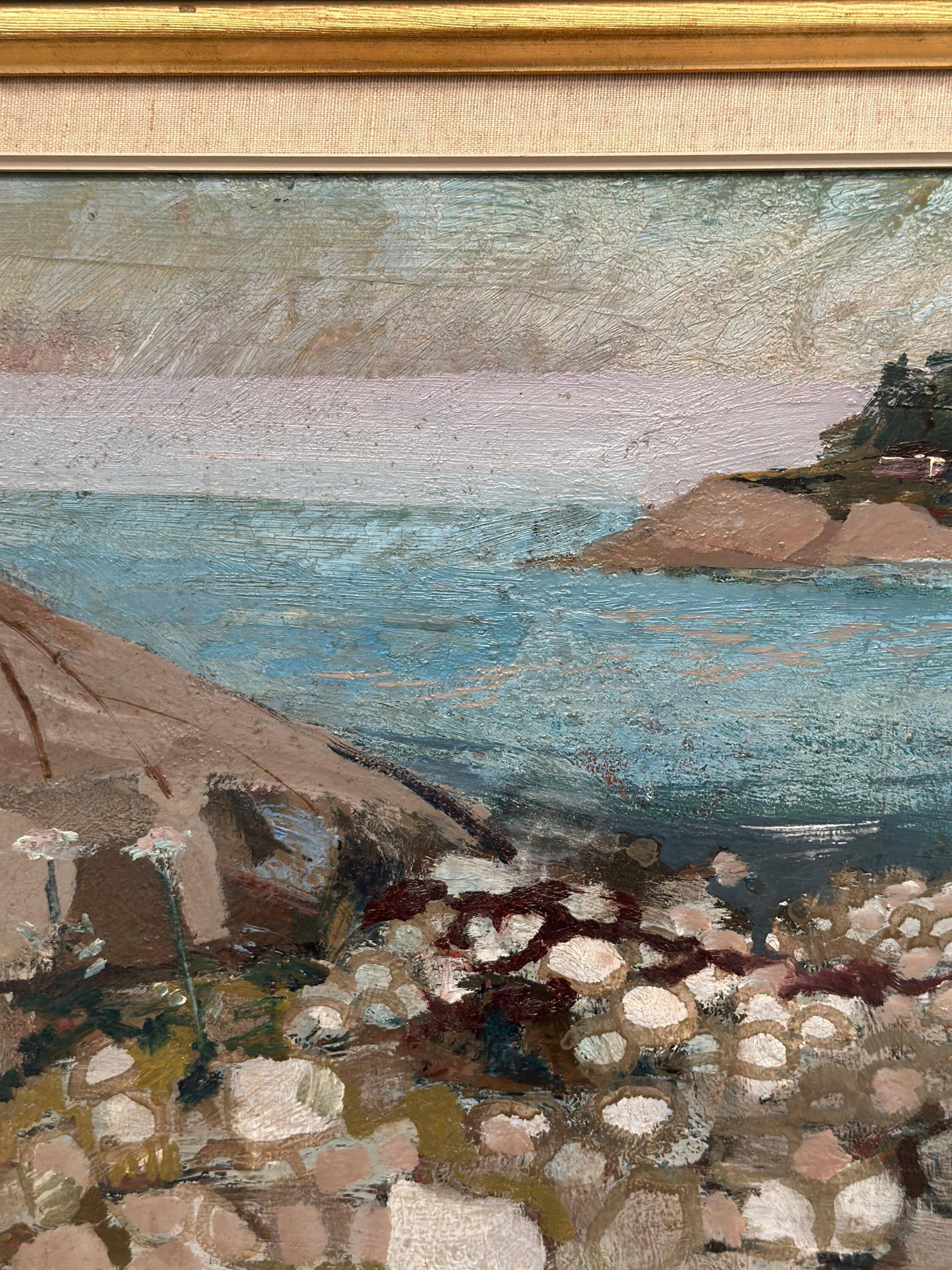 Huile su toile suédoise – “Côte” par Bertil Wahlberg – Vintage et encadrée