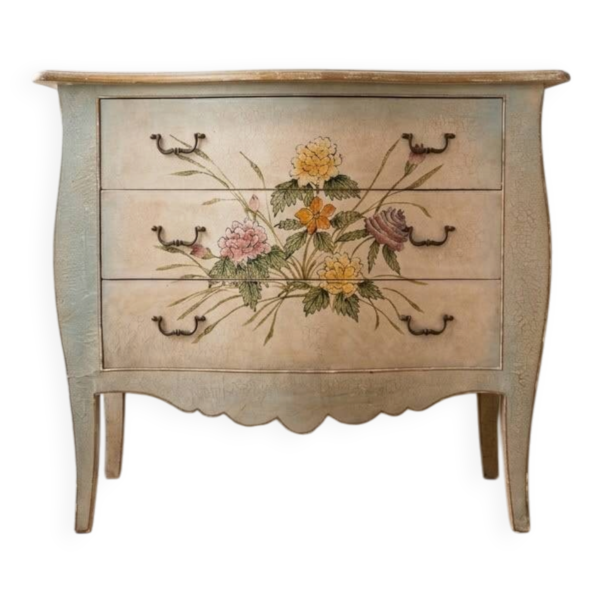 Multicoloured shabby chic wooden dresser set