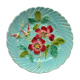 Art Nouveau splash plate signed Sarreguemines, The rosehies