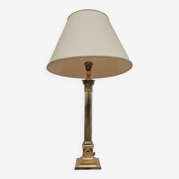 Neoclassical empire style lamp with brass column