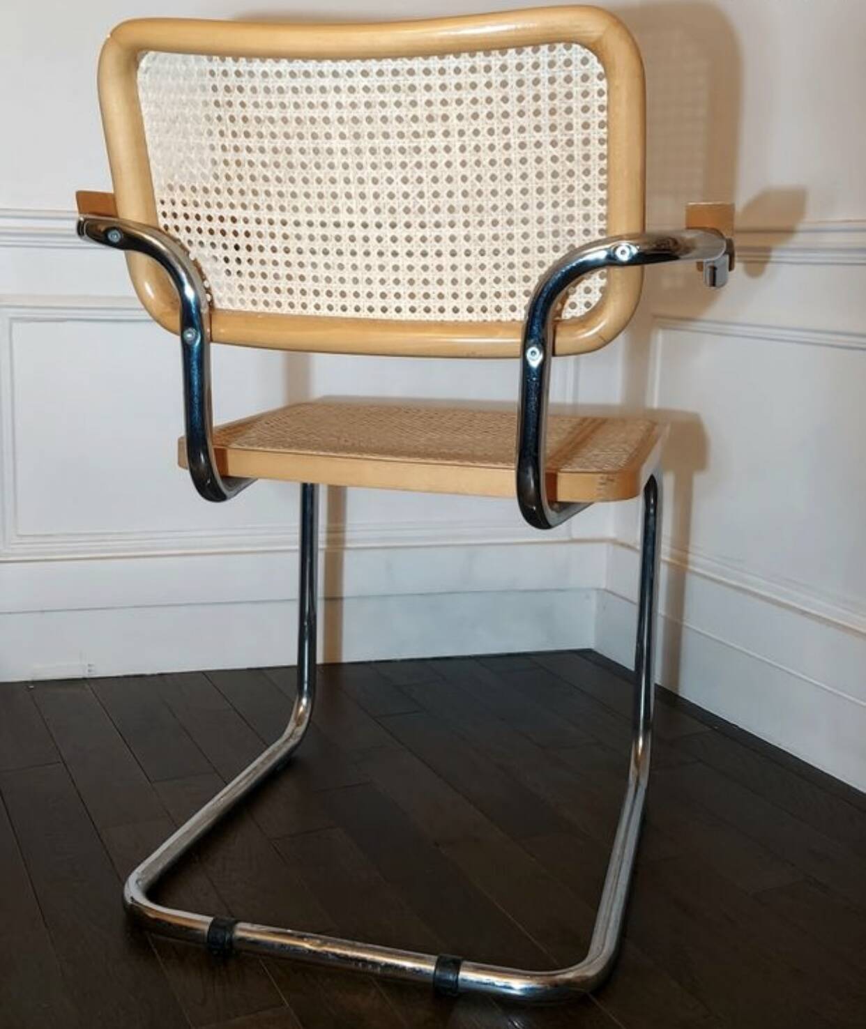 Cesca B64 vintage chair with armrests - Marcel Breuer in light beech - Vintage - Made in Italy - 80s (6 available)