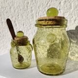 Mustard pot & blown glass jar Yellow "BIOT"