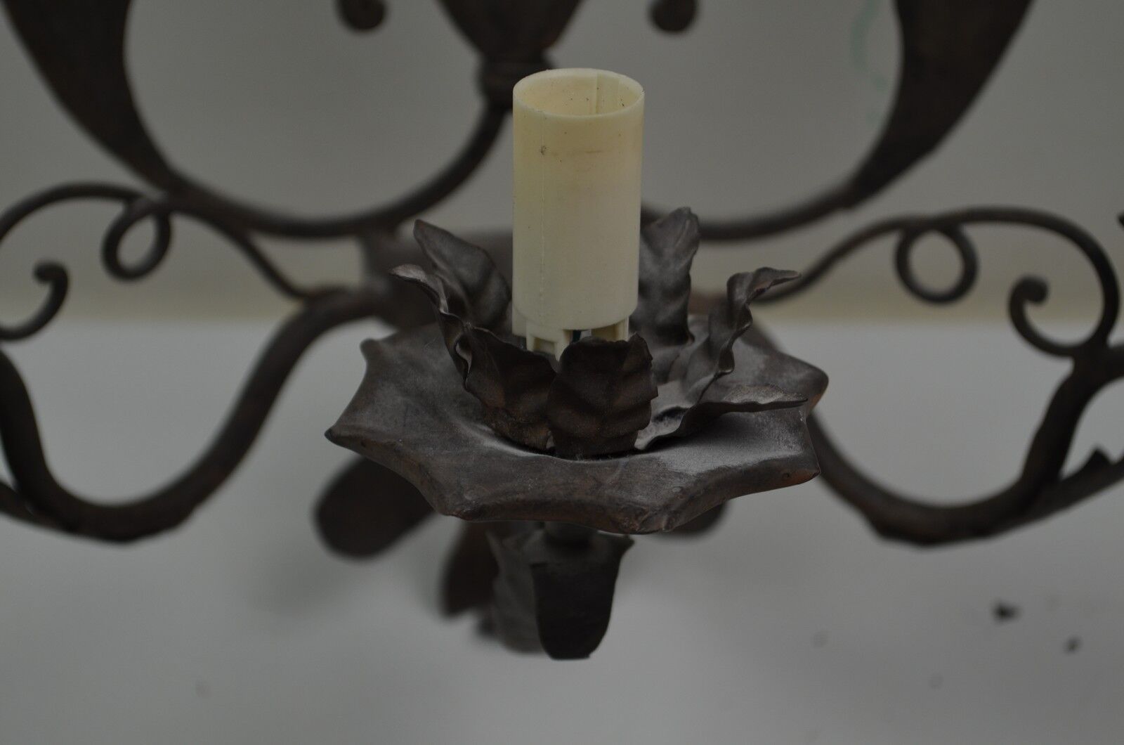 Pair of grey patinated iron wall lamps