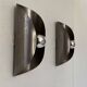 Pair of vintage wall sconces, bent steel, France, 1970