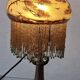 Antique signed reverse painted bronze table lamp, 1910-20