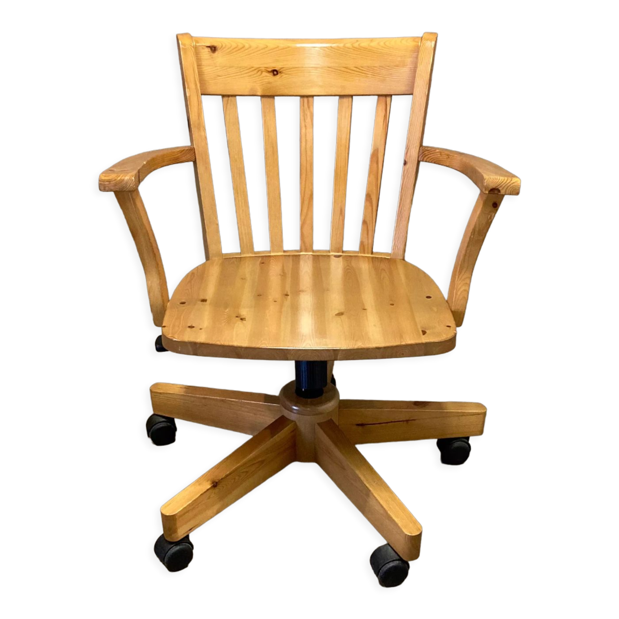 Swivel and reclining chair solid pine.