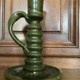 Artisanal chandelier in green ceramic