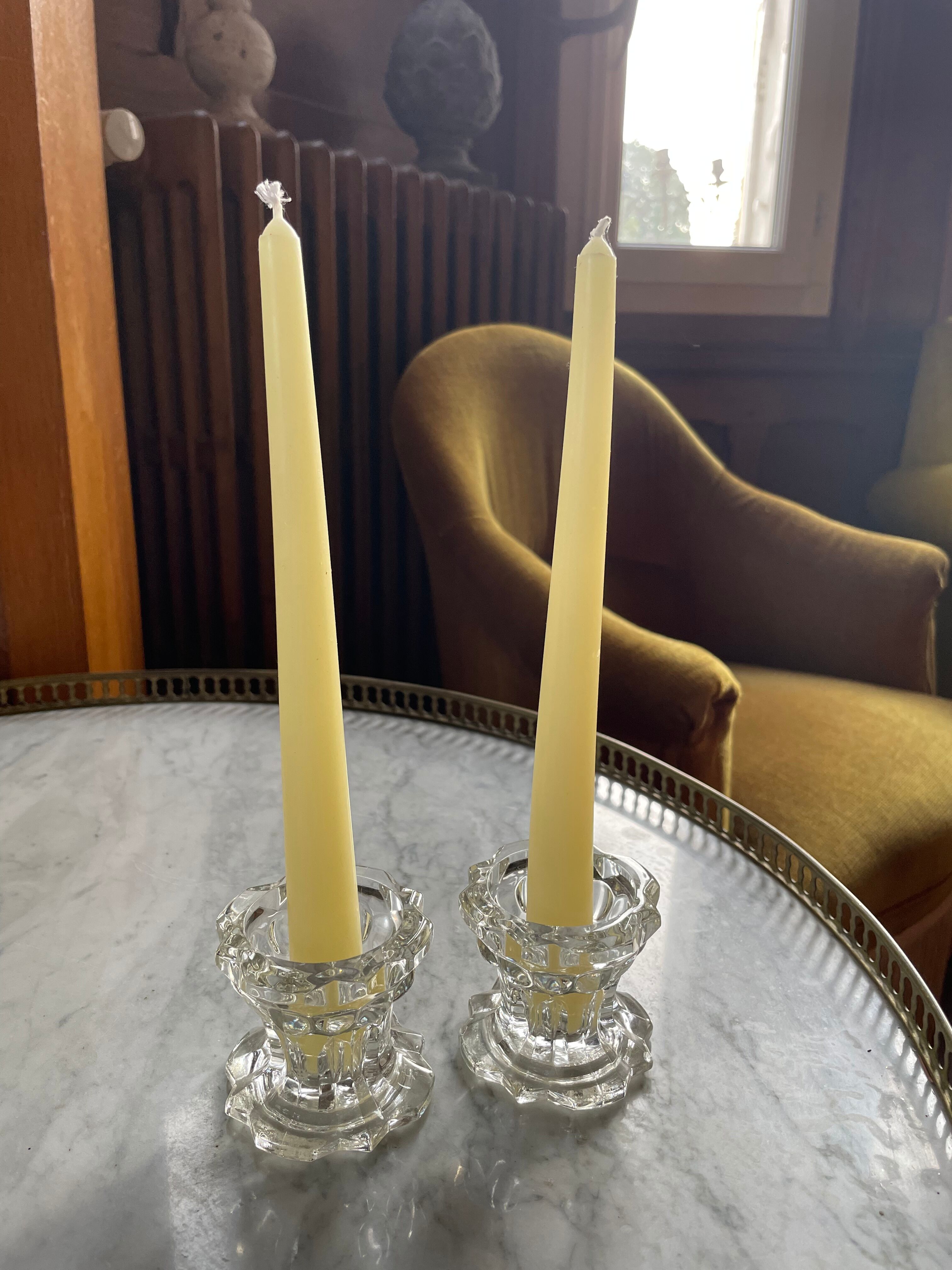 Glass candlesticks