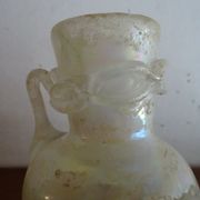 Vase with miniature handle Scavo Seguso Vetri d'Arte iridescent glass Murano 1950