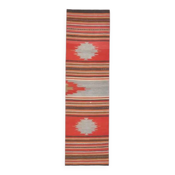 1970s Turkish Oushak Handmade Wool Cotton Red Runner Rug 73x261