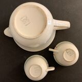 Large capacity pourer and two cups in old earthenware, model Isoard de Salins, 1950